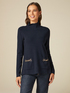 Jersey de cuello alto con bolsillos y cadenas image number 0