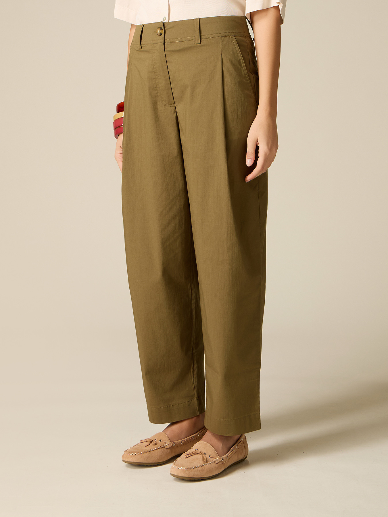Pantalon cropped en popeline image number 3