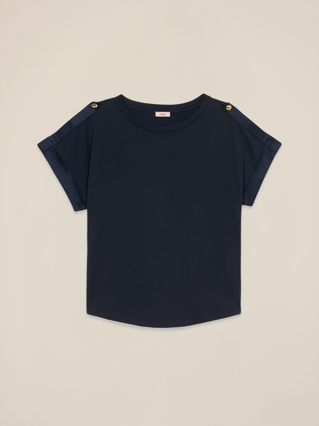 T-shirt in jersey con profili in raso image number 3