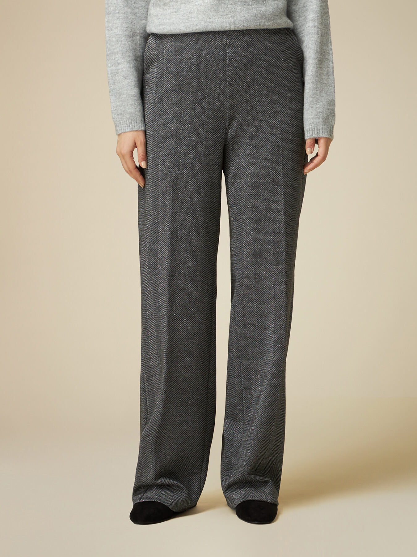 Pantaloni in tessuto chevron lurex image number 3