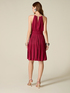 Flare satin dress with jewel necklace image number 1