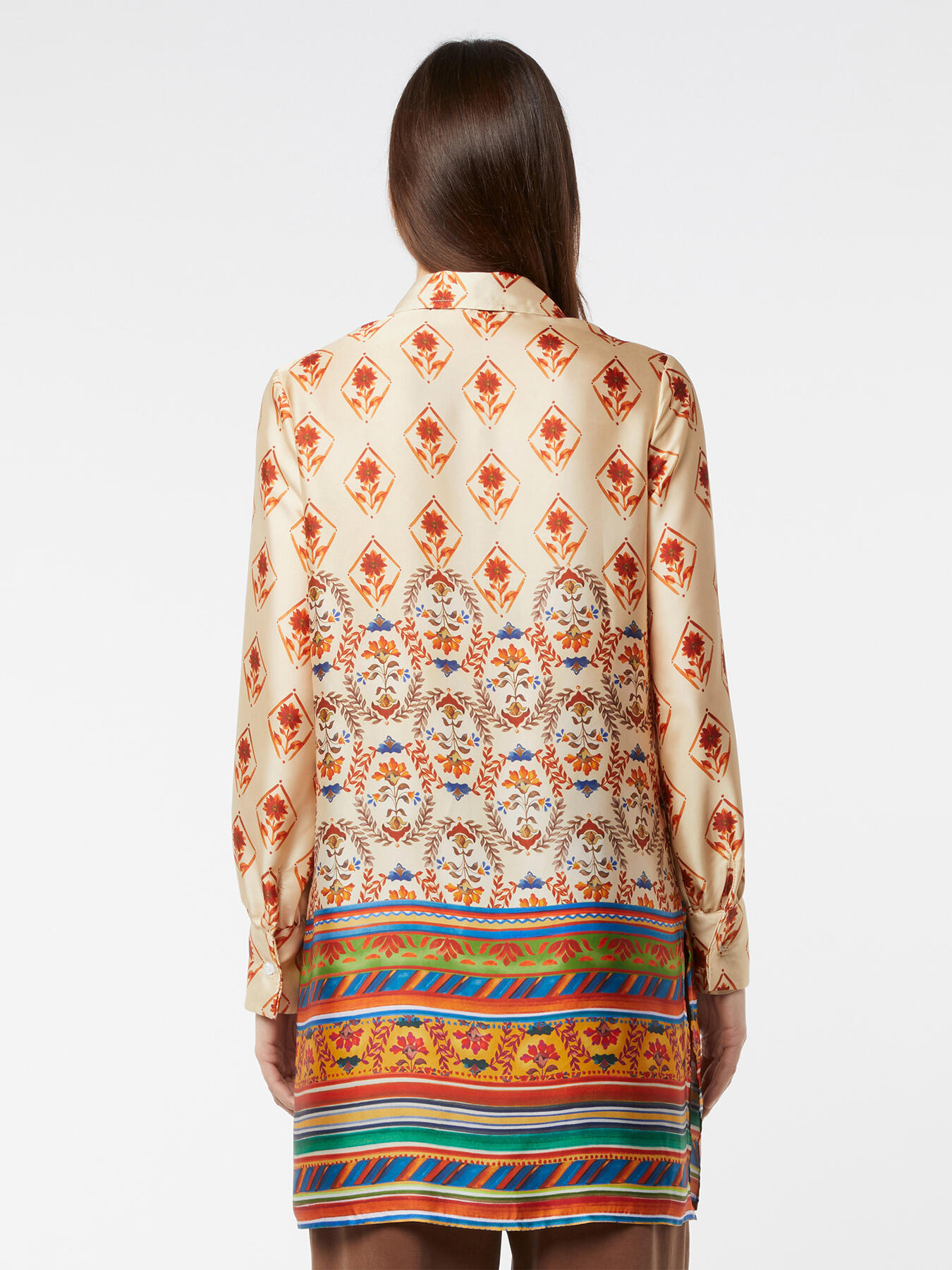 Patterned satin oversized shirt image number 1