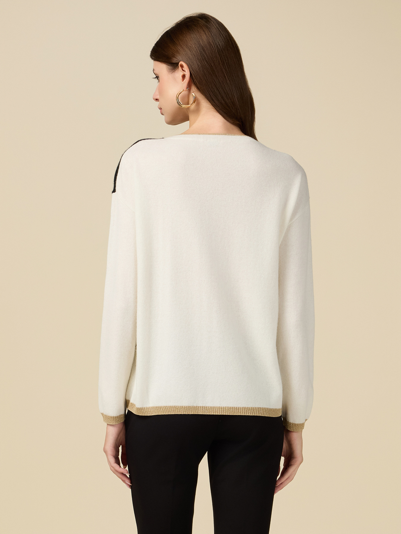 Block colour jumper with lurex trims image number 1