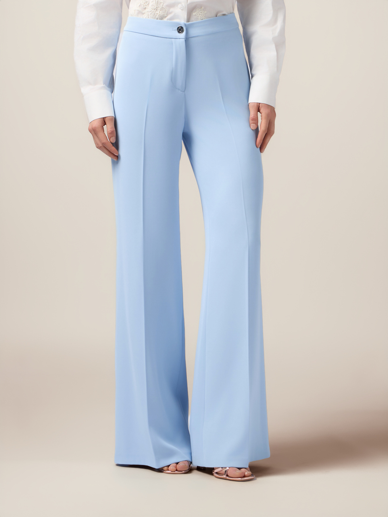 Wide-leg palazzo pants in crepe fabric image number 3