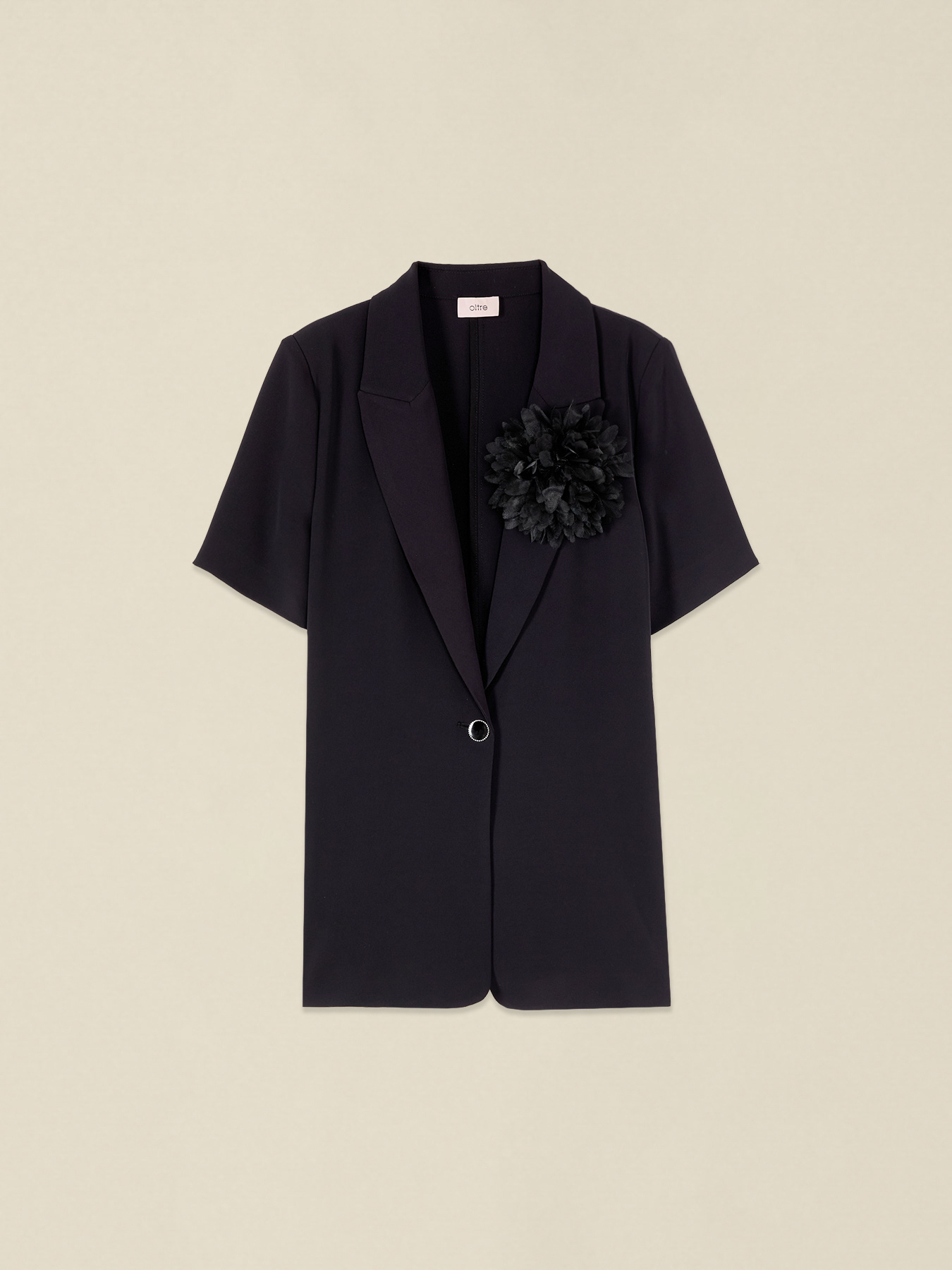 Short sleeve blazer with floral appliqu&eacute; image number 3