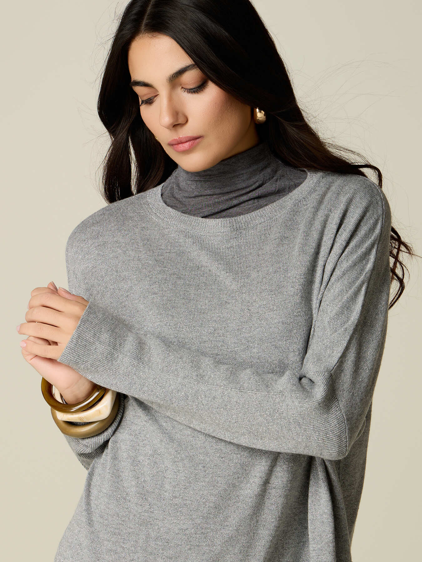 Oversized lurex wool-blend sweater image number 2