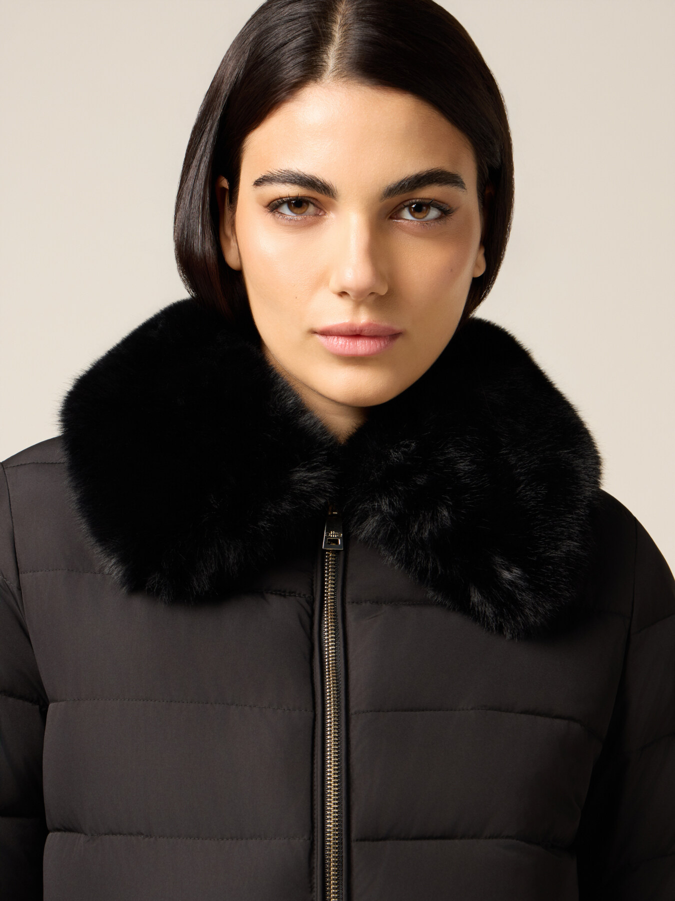 Down jacket with plush collar image number 2