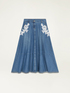 Denim long skirt with embroidery image number 4