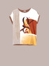 T-Shirt aus zwei verschiedenen Materialien mit Druck image number 3