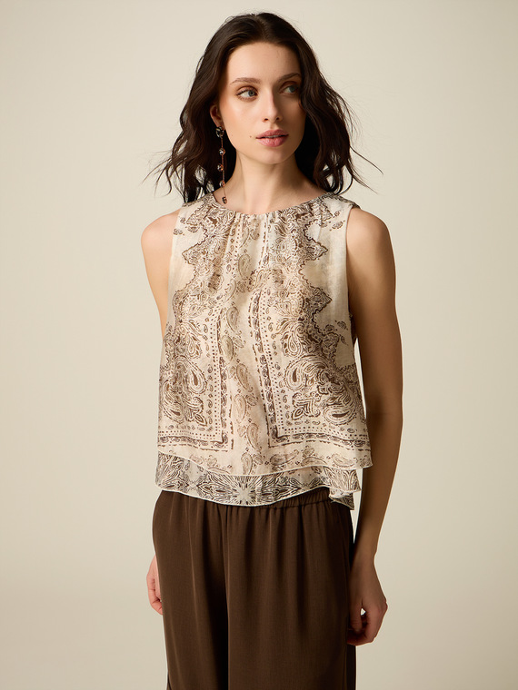 Top aus Voile mit Muster
