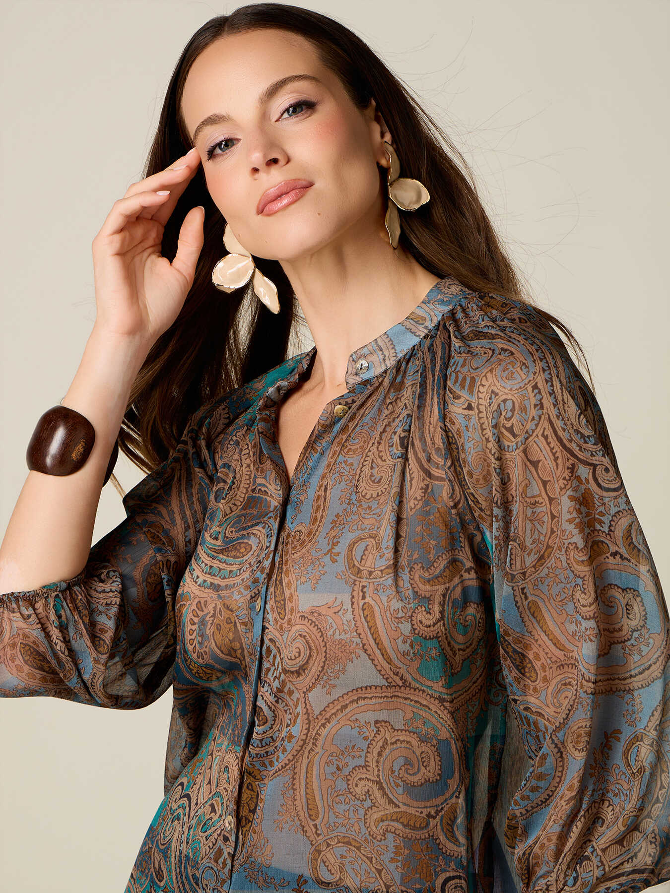 Patterned georgette shirt image number 2