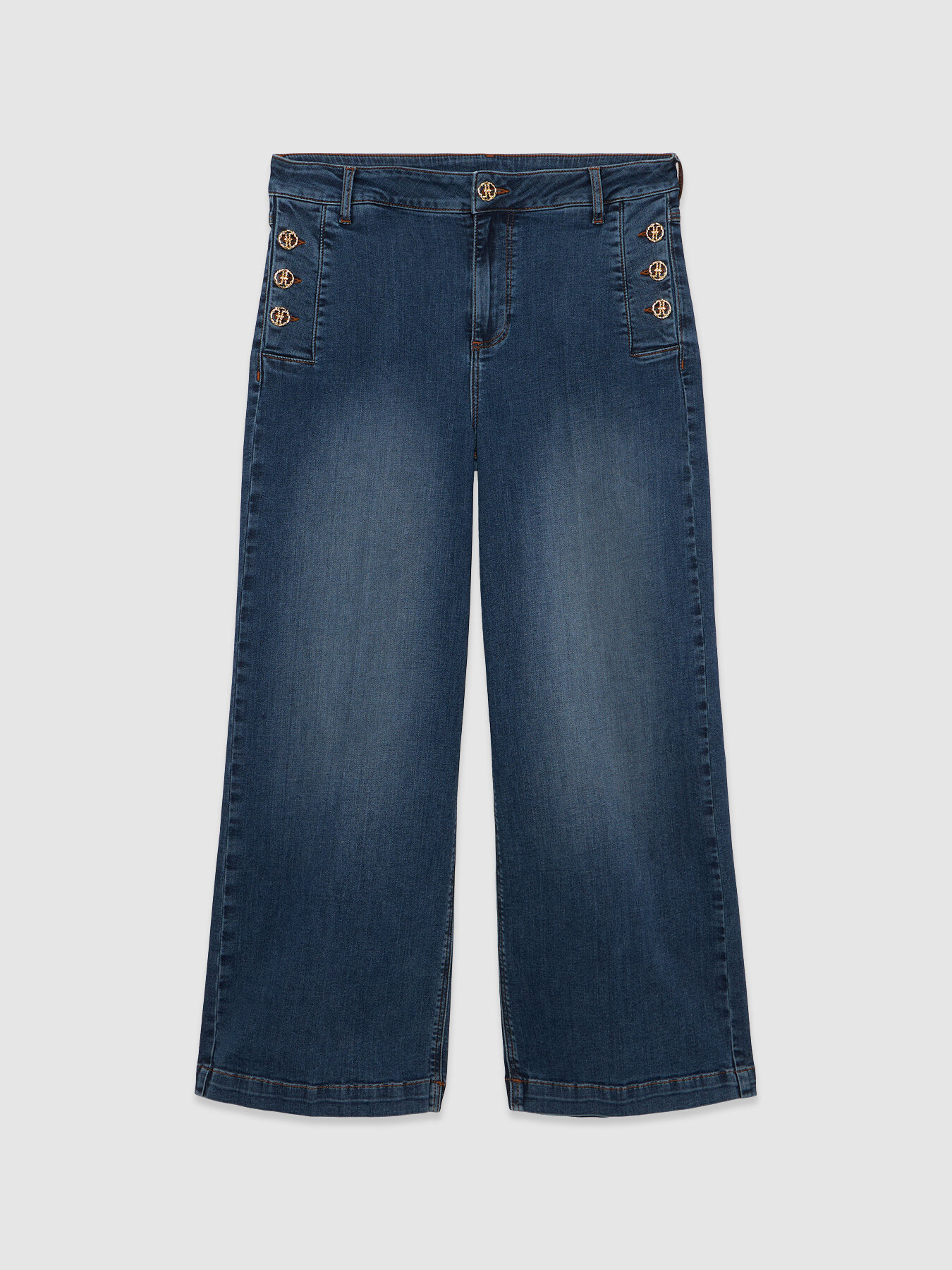 Jeans cropped con dettaglio di bottoni image number 4