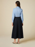 Dark blue denim rinse long skirt image number 1