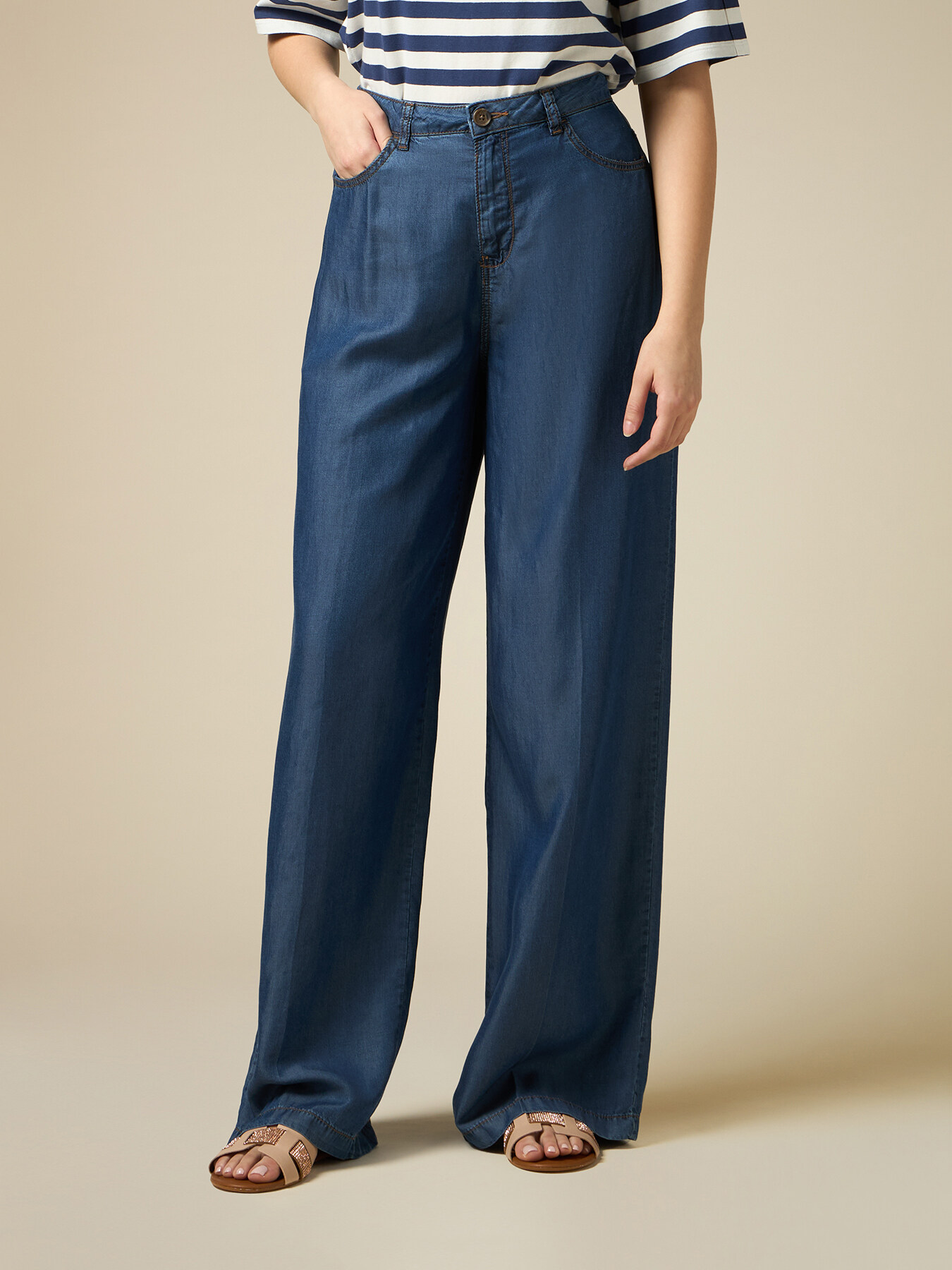 Pantalon wide leg en tencel image number 3