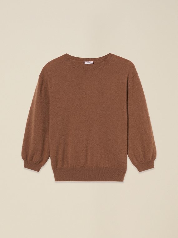 Cashmere sweater with puff sleeves