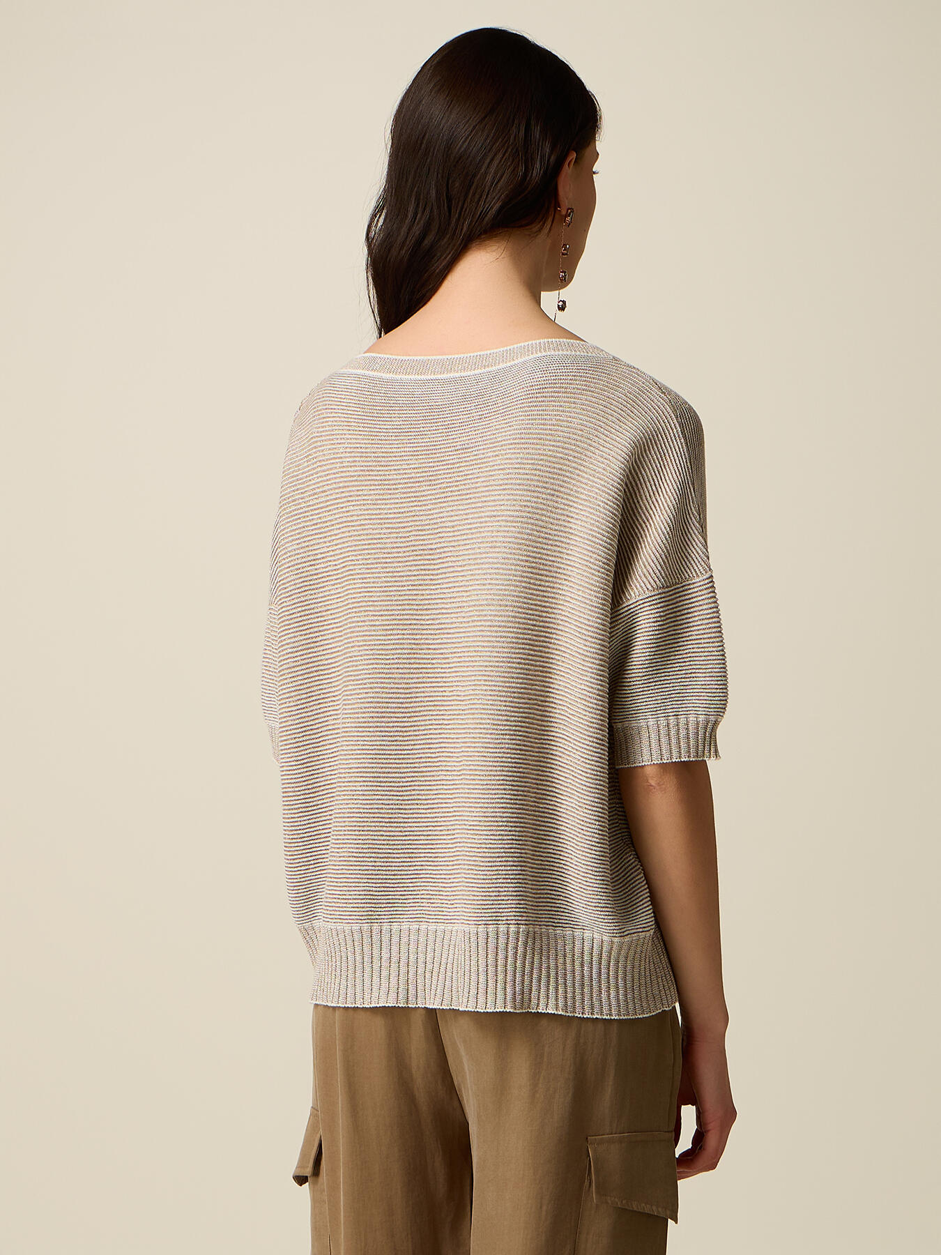 Lurex-Pullover mit Carmenausschnitt image number 1