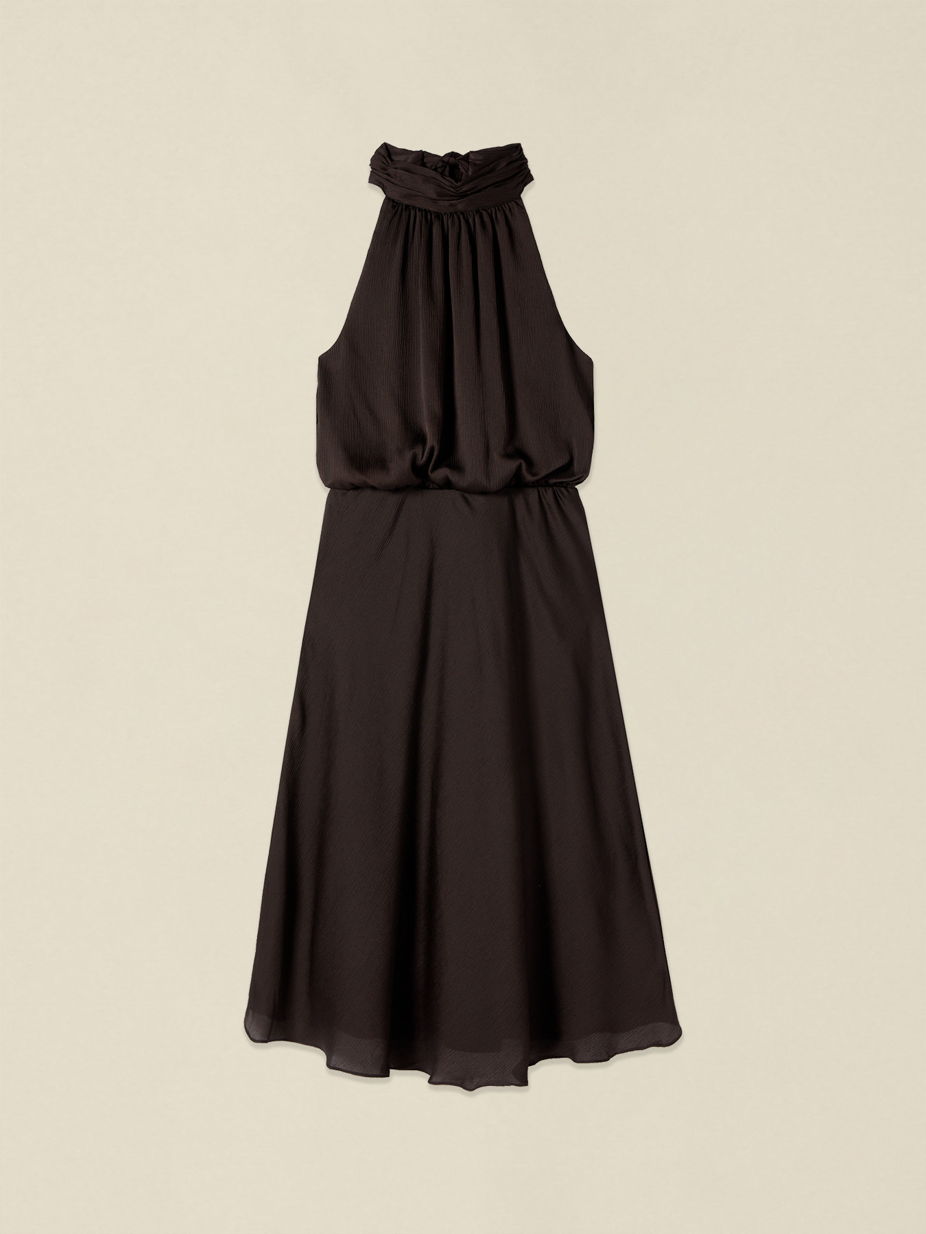 Midi halter neck satin dress image number 3