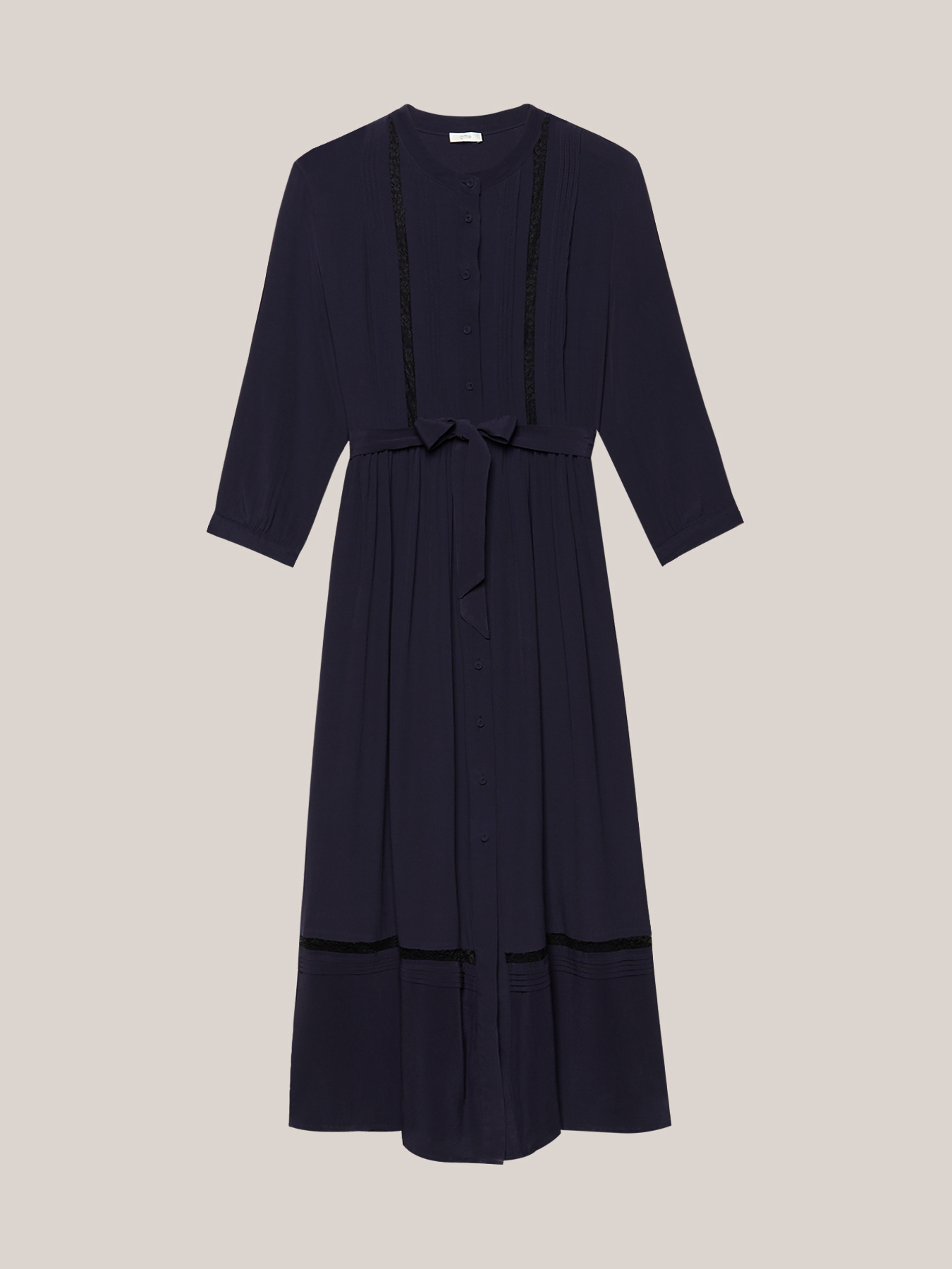 Vestito chemisier con inserti in pizzo image number 3
