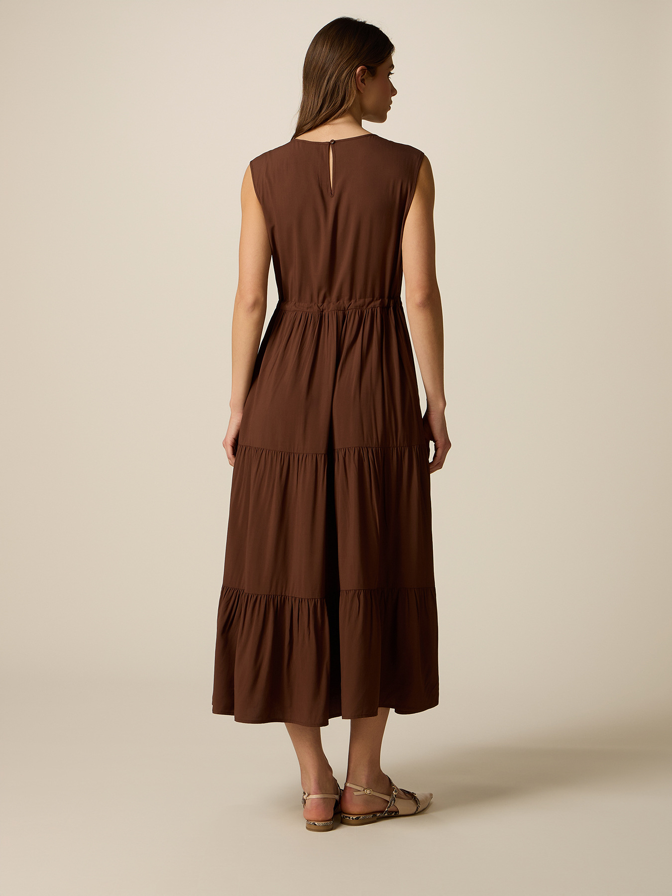 Vestido largo de viscosa con volantes image number 1