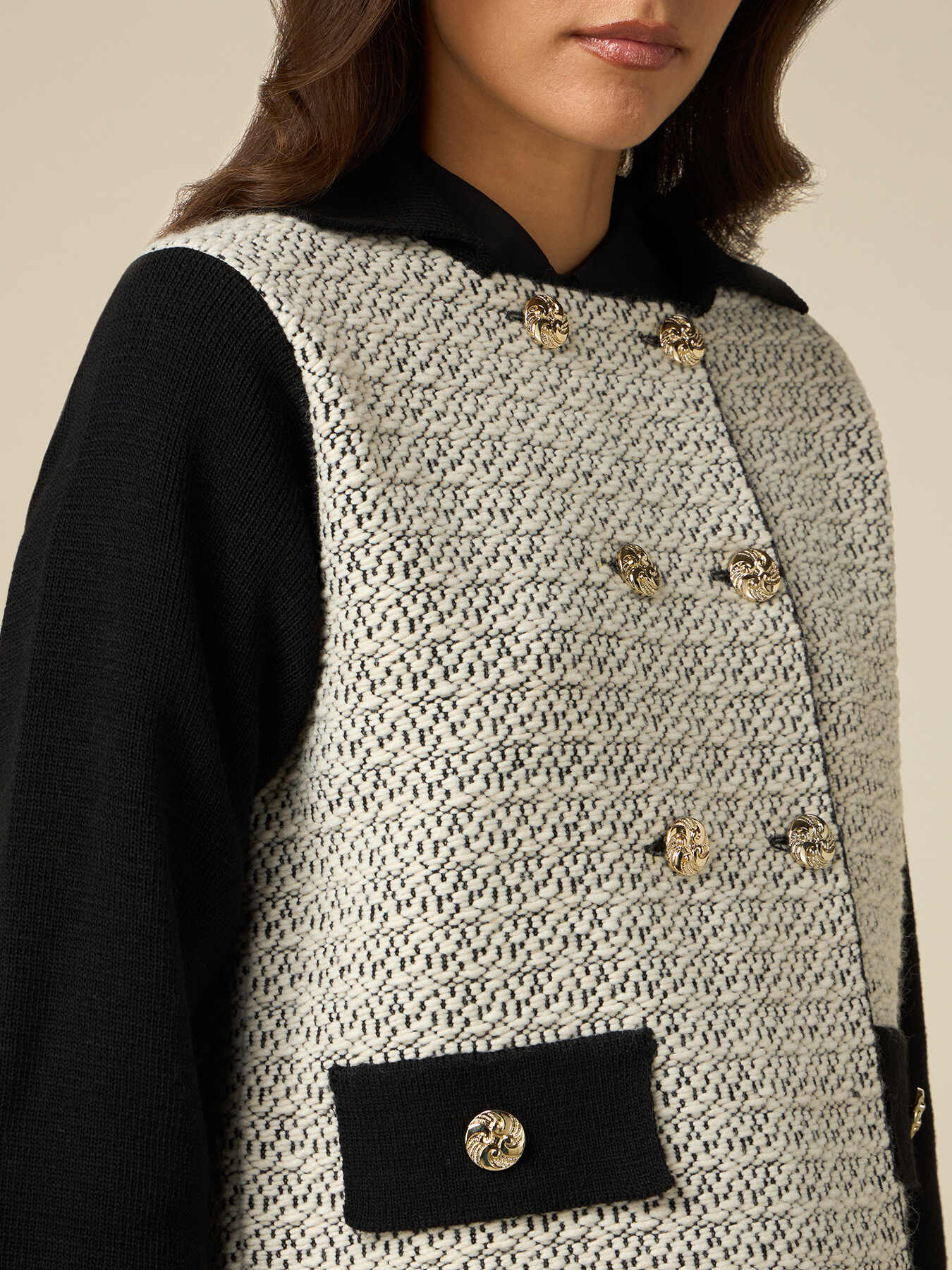 Wool blend knit boxy jacket image number 2