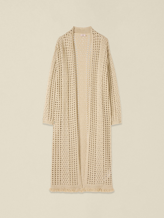 Maxi-Cardigan aus durchbrochenem Lurex