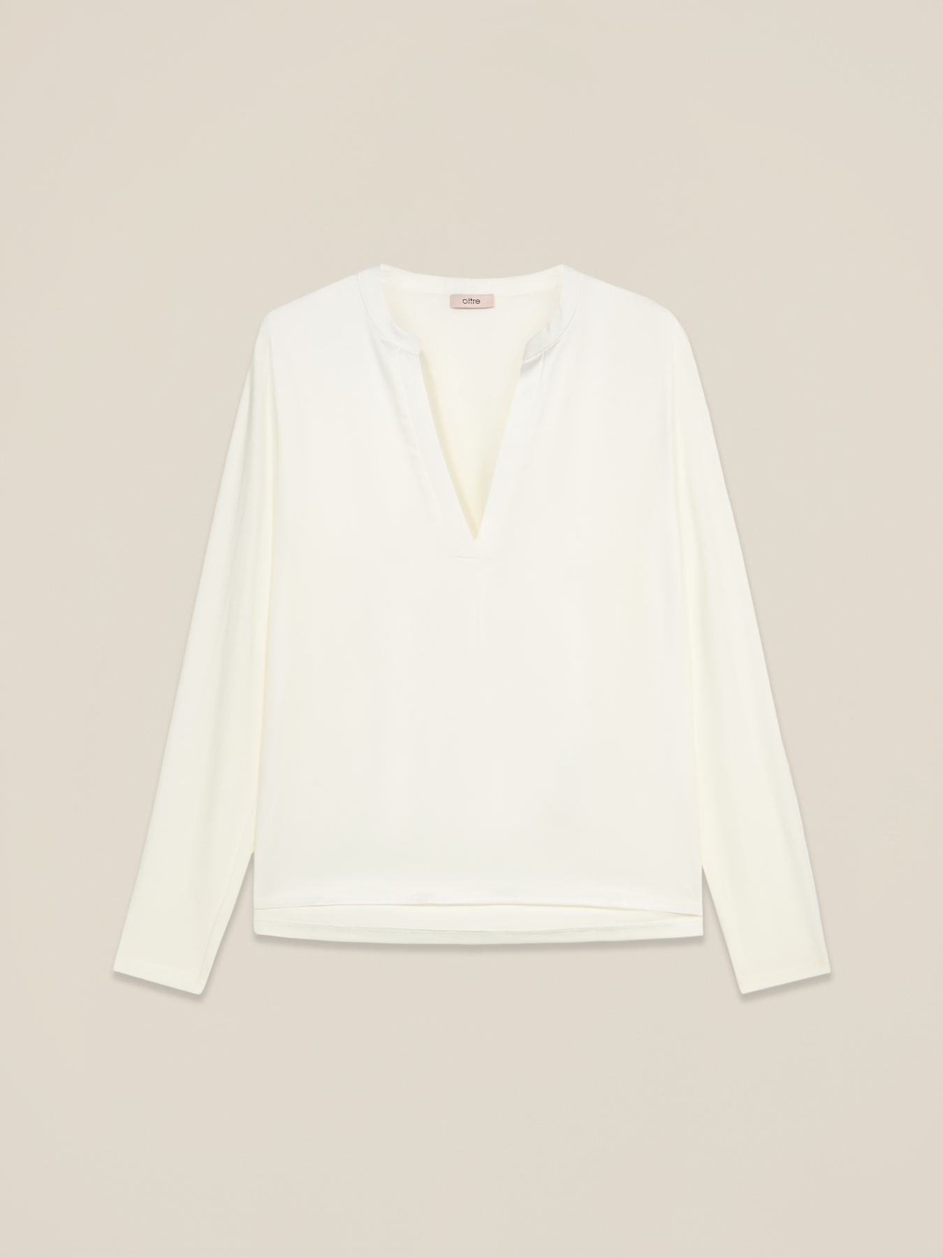 Two-material V-neck blouse image number 0