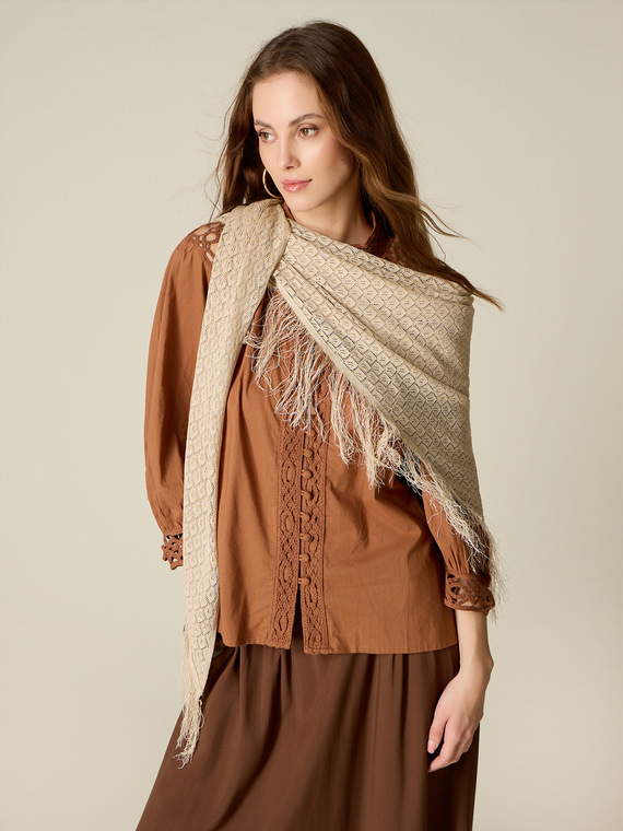 &Eacute;tole lurex ajour&eacute;e avec franges