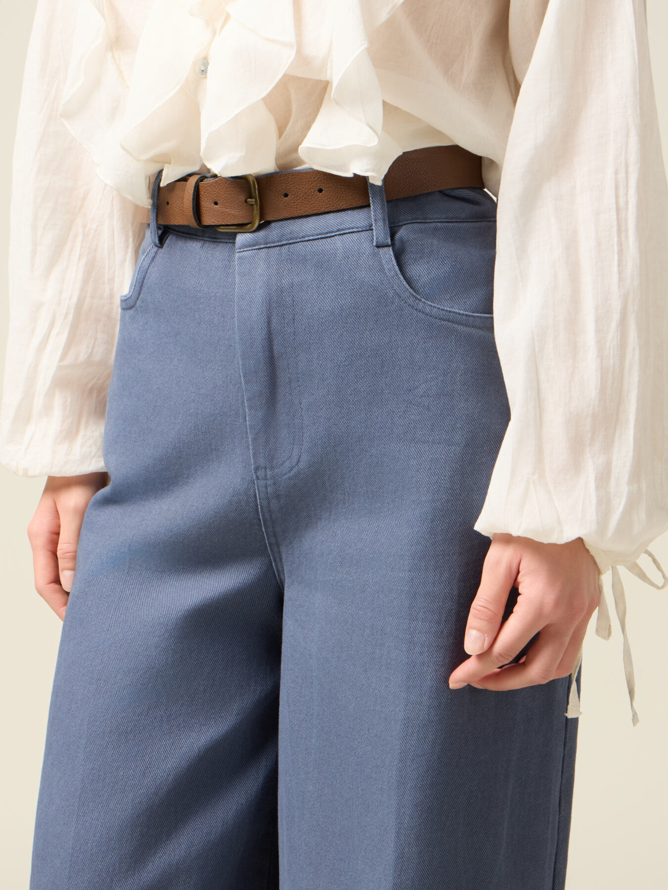 Pantalon palazzo en drill de coton image number 2