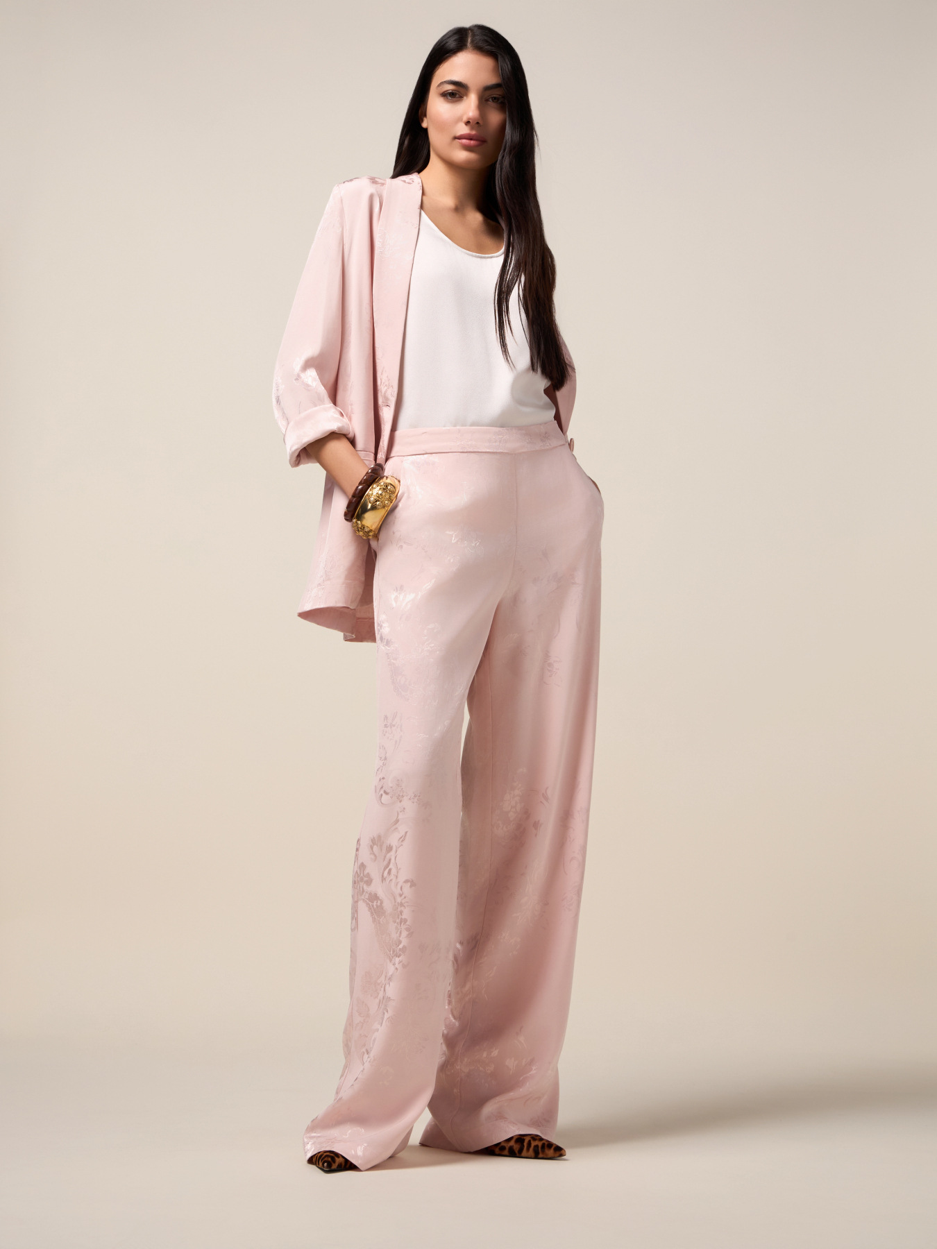 Pantaloni palazzo jacquard image number 0