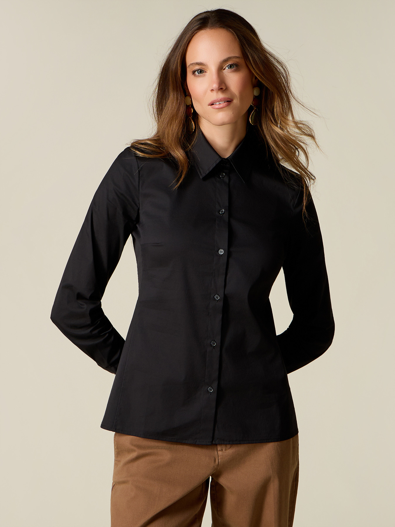 Camicia basic in popeline image number 0