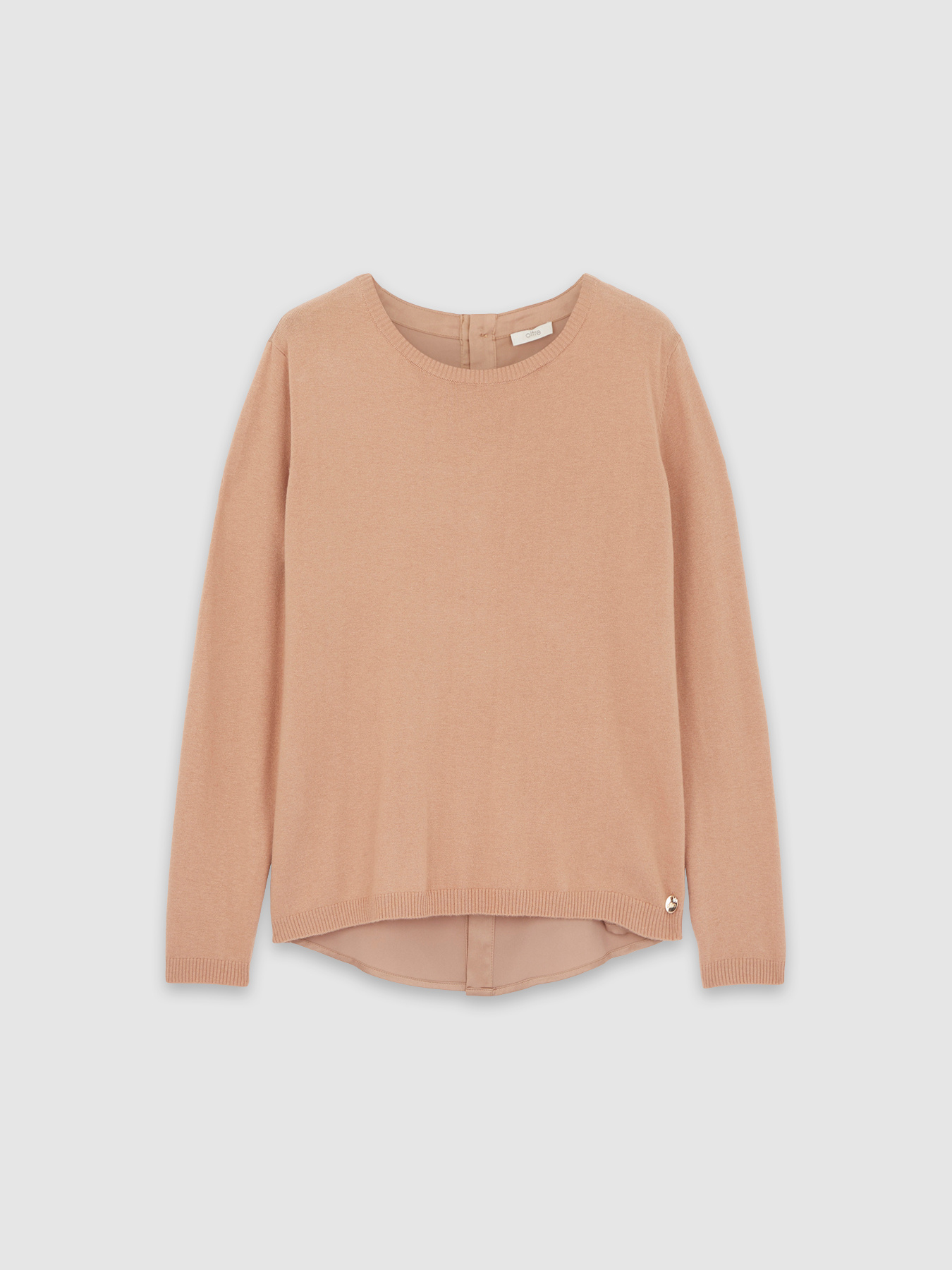 Dual-fabric wool blend sweater image number 3