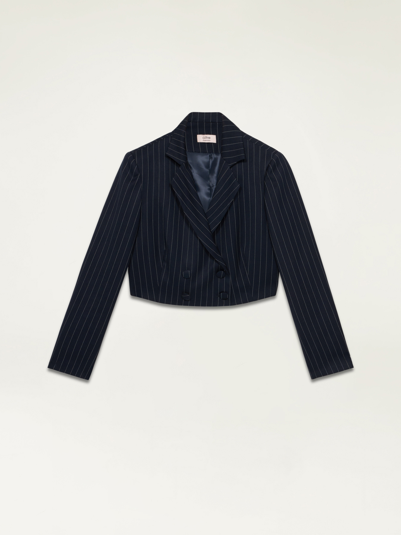 Pinstriped cropped blazer image number 4