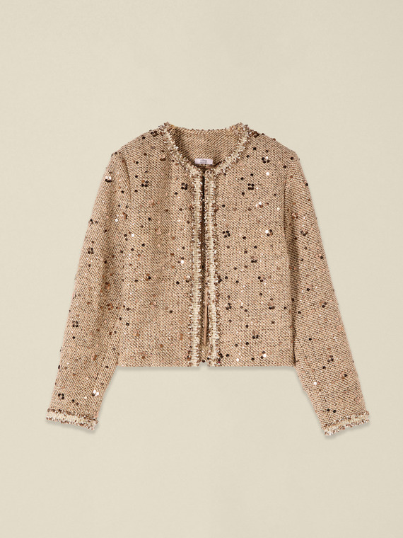 Strukturierte Jacke mit Pailletten