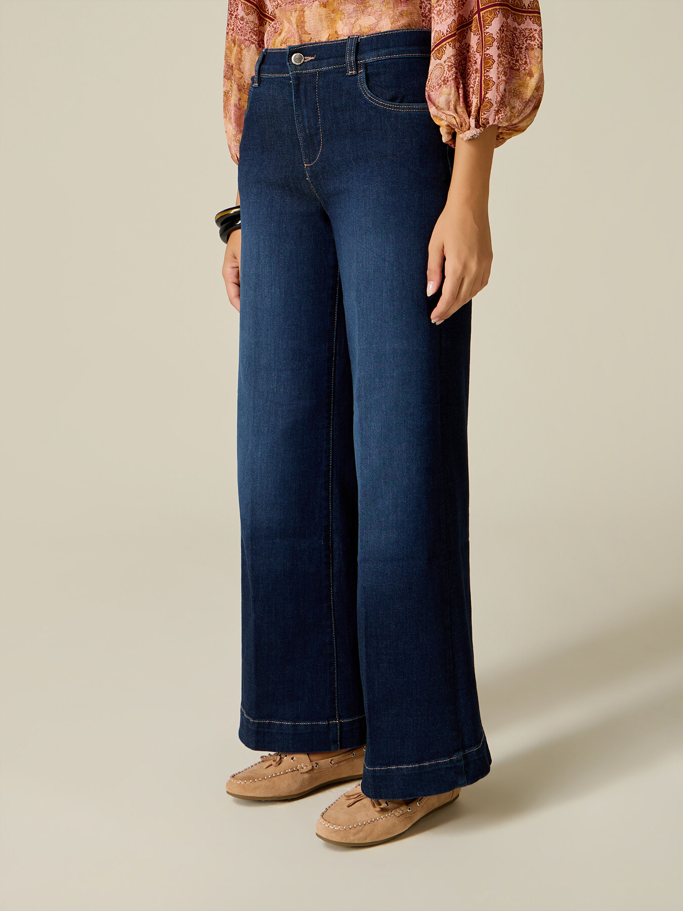 Jeans wide leg a lavaggio scuro image number 3