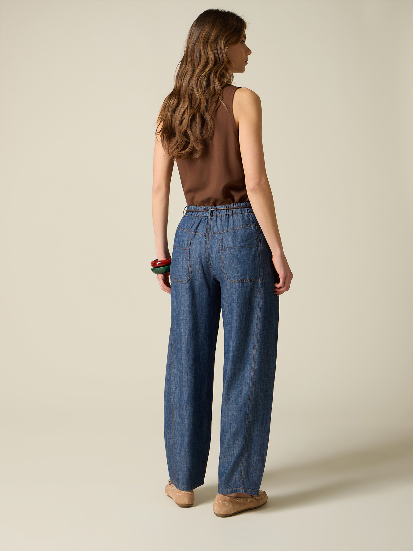 Barrel pants with denim effect image number 1