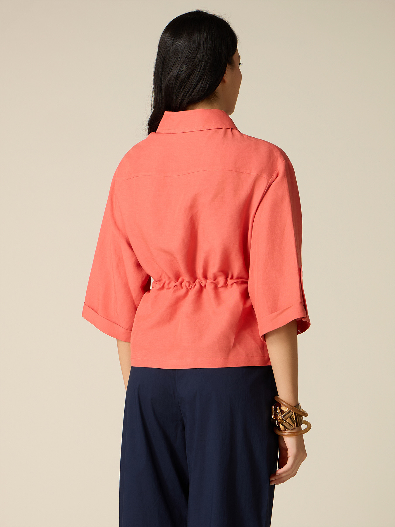 Veste chemise en m&eacute;lange de lin image number 1