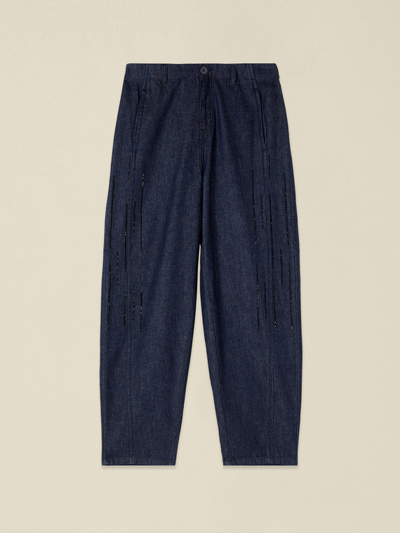 Jean baggy avec broderie en paillettes