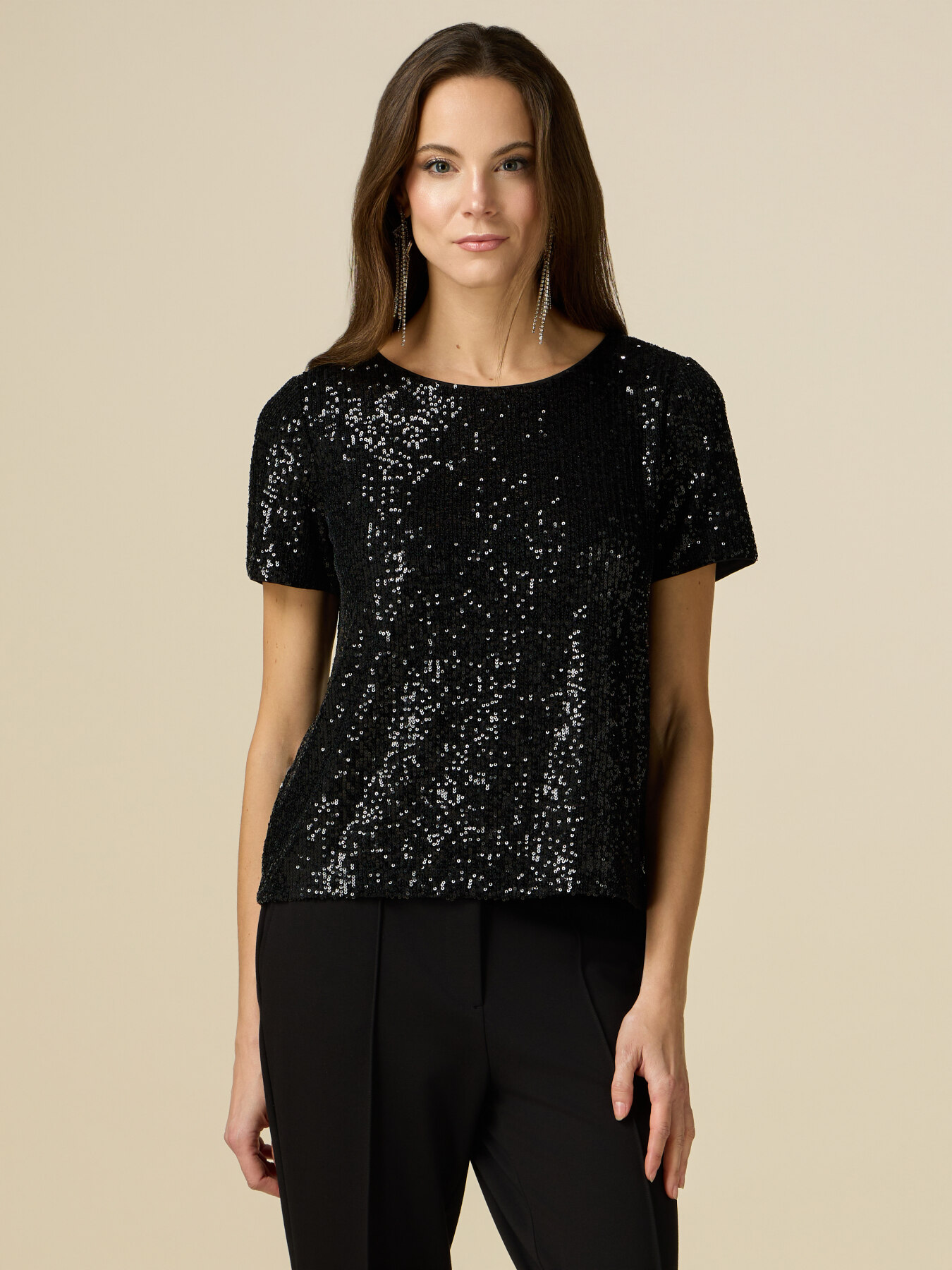 Blouse &agrave; manches courtes &agrave; paillettes image number 0