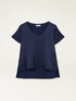 T-Shirt aus zwei verschiedenen Materialien mit Pailletten image number 4