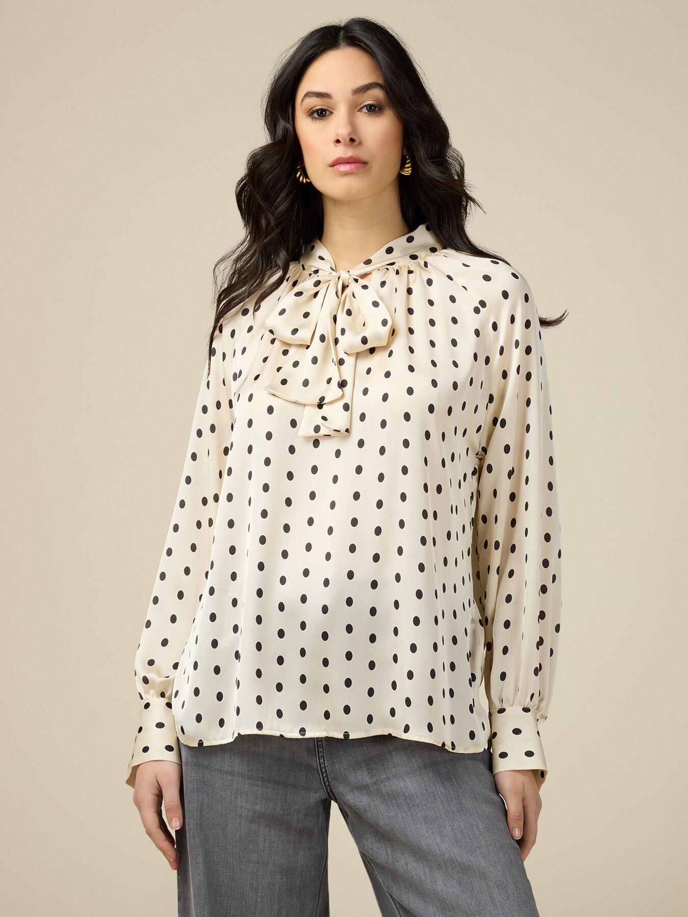 Satin polka-dotted blouse image number 0
