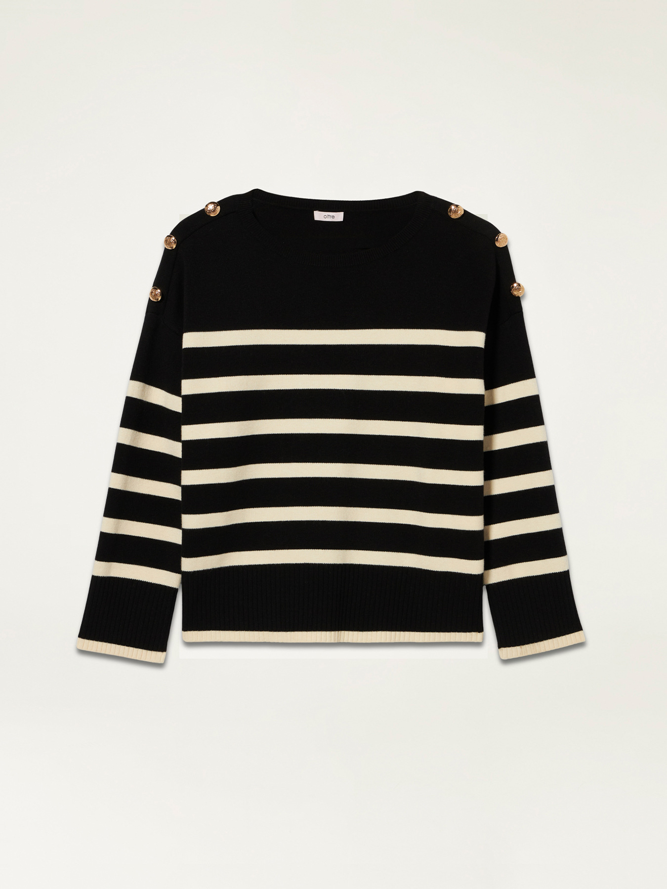 Striped sweater with army buttons image number 3