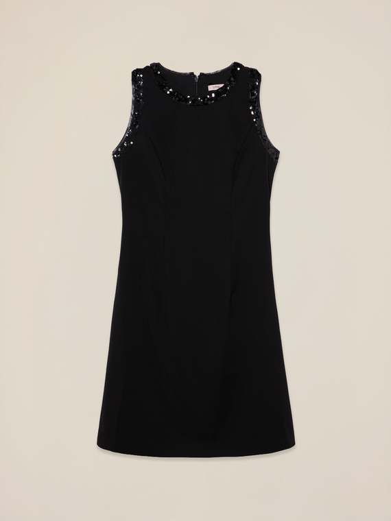 Sheath dress with sequin trim