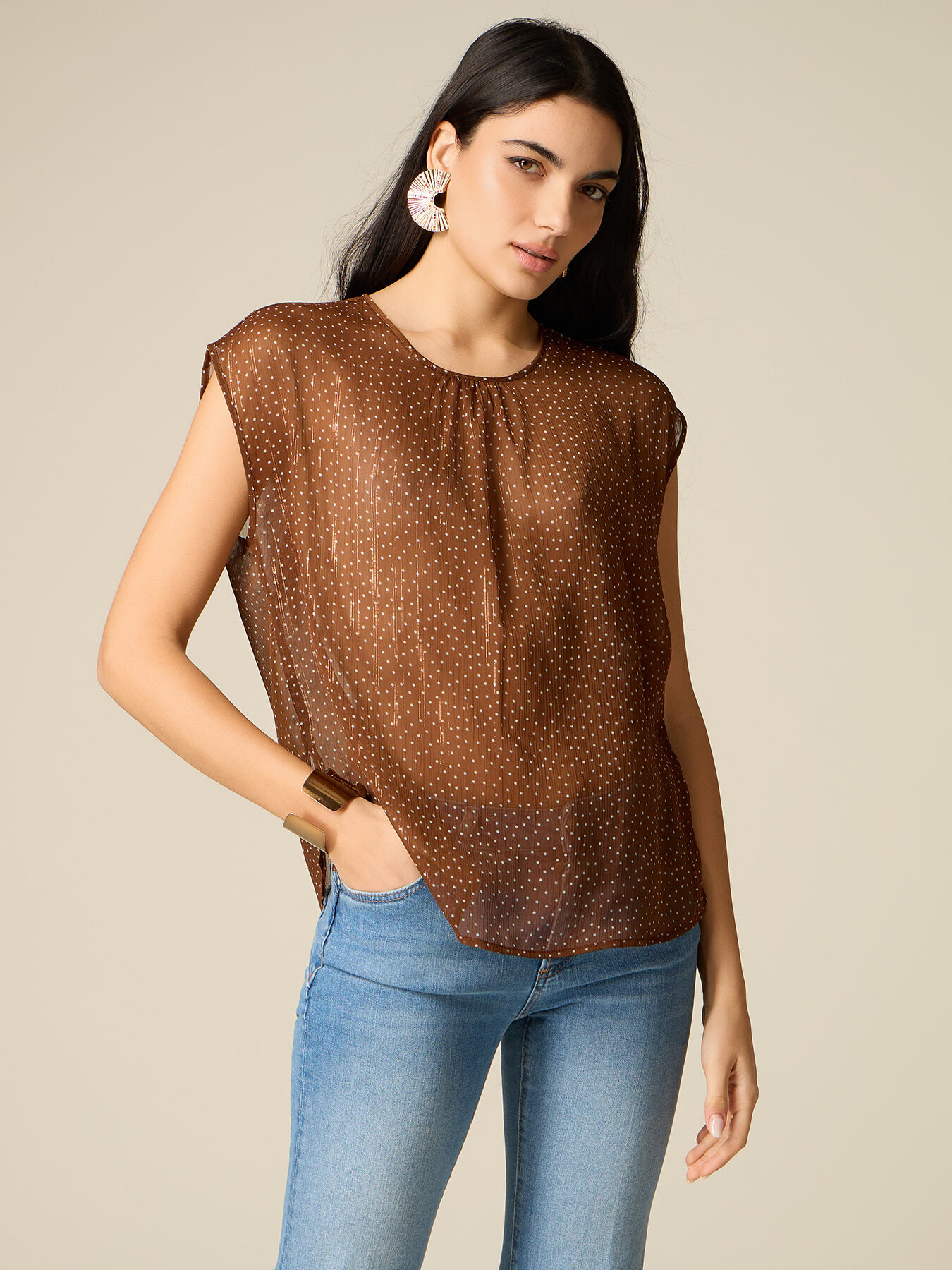 Patterned cr&ecirc;pe blouse image number 0