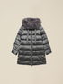 Midi down jacket with hood and furry trim image number 3