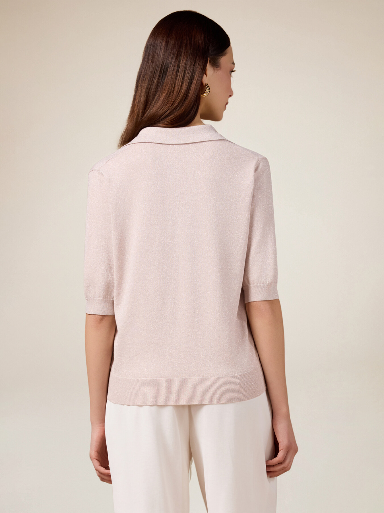 Lurex knit polo shirt image number 2