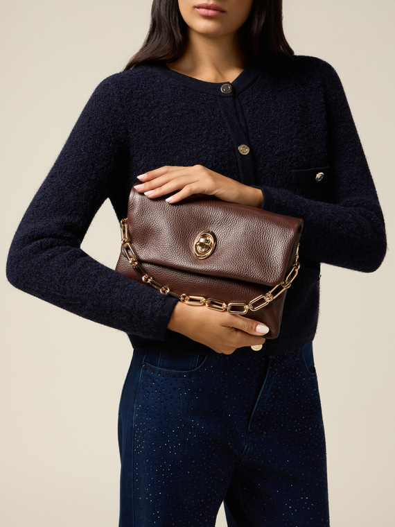 Small genuine leather shoulder bag