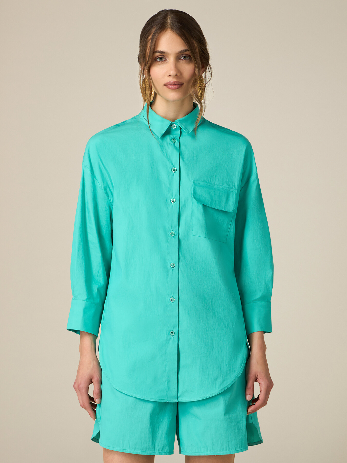 Camicia over in popeline image number 0