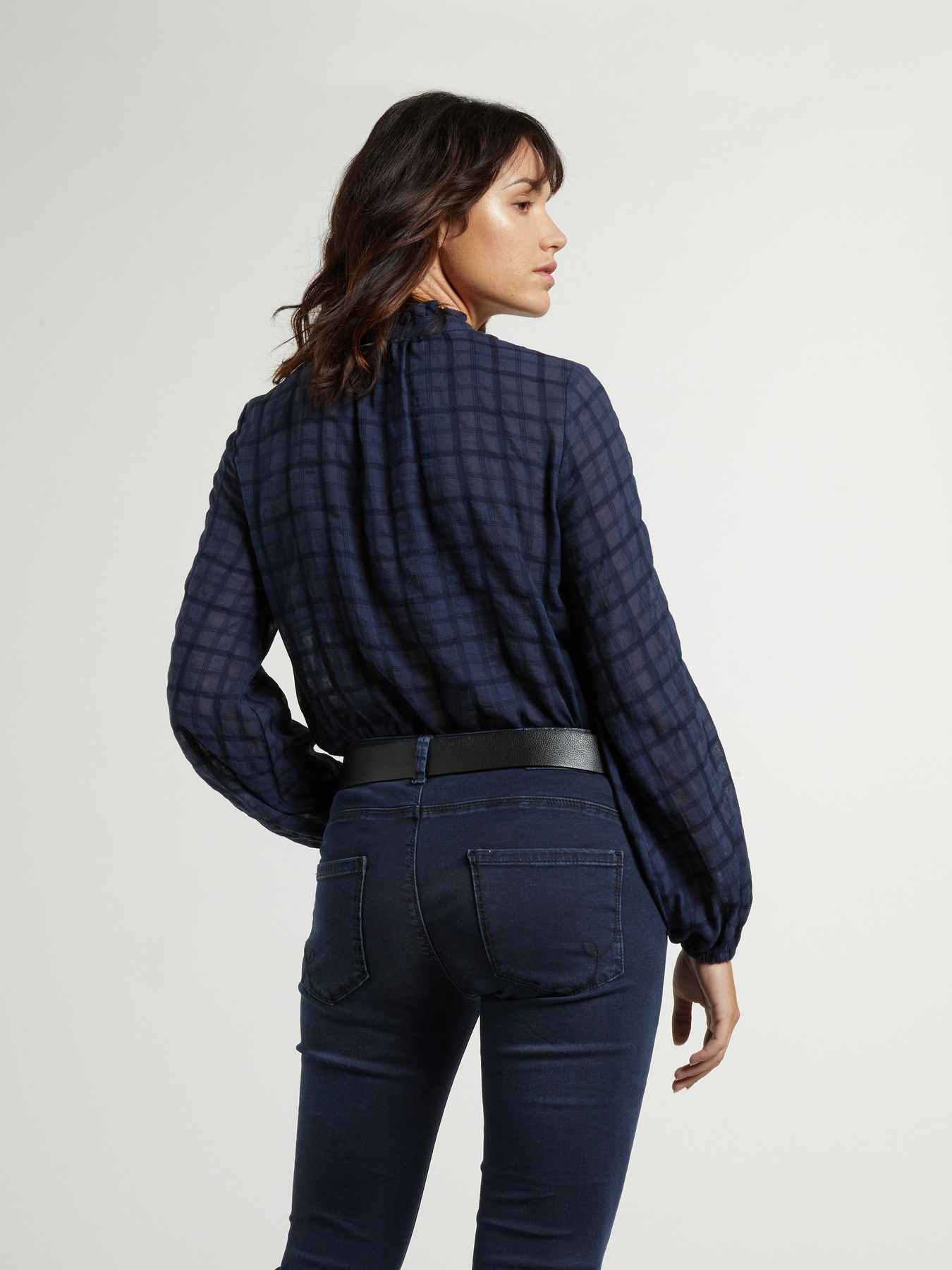 Karierte Hemdbluse mit R&uuml;schen image number 1