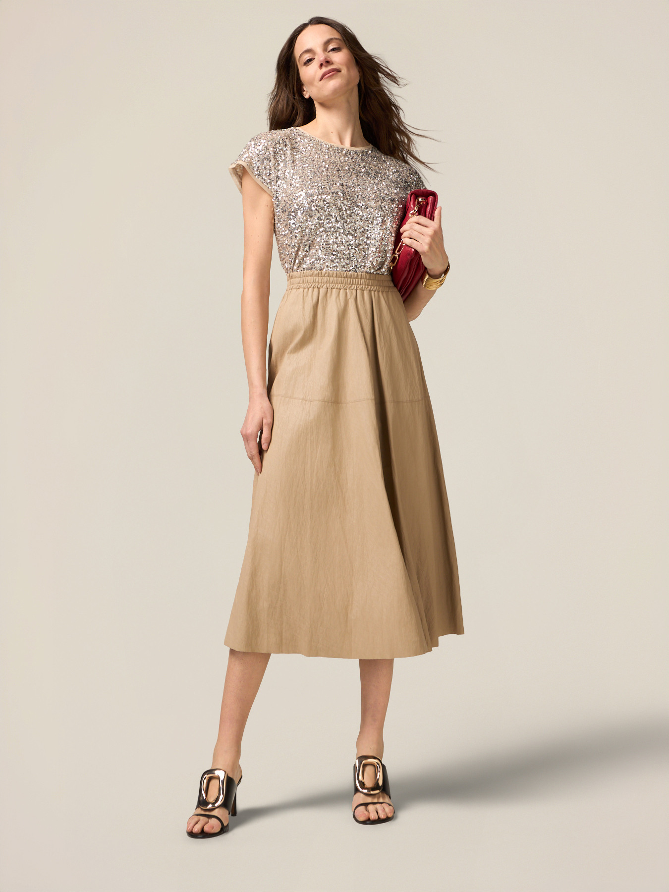 Fustă midi largă image number 2