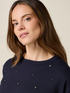 Viscose blend sweater with crystals image number 1